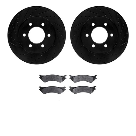 Dynamic Friction Company Rear Brake Rotors-Drilled and Slotted-Black with 3000 Series Ceramic Brake Pads 8302-54133